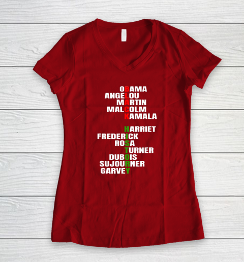 Obama Angelou Inspirational African Black History Month Women's V-Neck T-Shirt 6