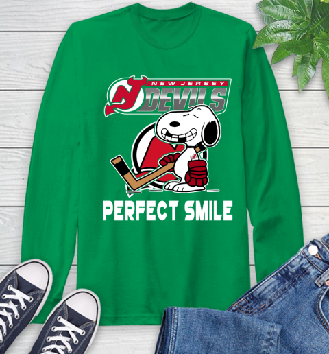 NHL New Jersey Devils Snoopy Perfect Smile The Peanuts Movie Hockey T Shirt Long Sleeve T-Shirt 8