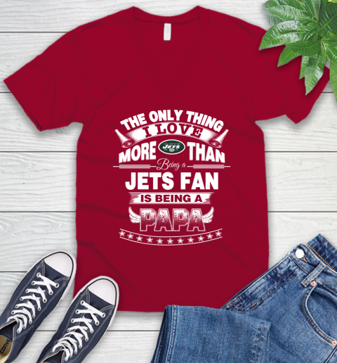 NFL The Only Thing I Love More Than Being A New York Jets Fan Is Being A Papa Football V-Neck T-Shirt 7