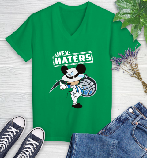 NBA Hey Haters Mickey Basketball Sports Orlando Magic Women's V-Neck T-Shirt 5
