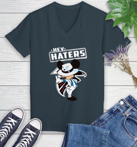 NFL Hey Haters Mickey Football Sports Atlanta Falcons Women's V-Neck T-Shirt 8
