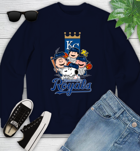 MLB Kansas City Royals Snoopy Charlie Brown Woodstock The Peanuts Movie Baseball T Shirt_000 Youth Sweatshirt 2