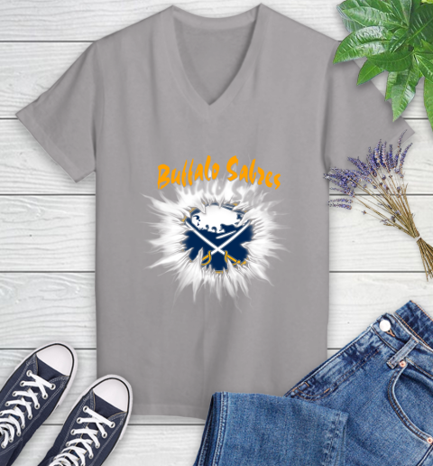 Buffalo Sabres NHL Hockey Adoring Fan Rip Sports Women's V-Neck T-Shirt 4