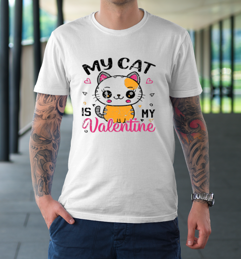 My Cat Is My Valentine Vintage Women Men Valentines Day T-Shirt 1