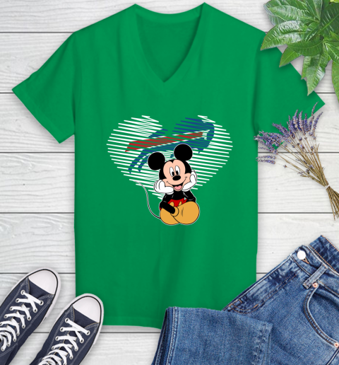 NFL Buffalo Bills The Heart Mickey Mouse Disney Football T Shirt_000 Women's V-Neck T-Shirt 5