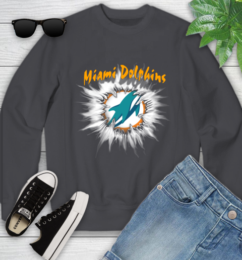 Miami Dolphins NFL Football Adoring Fan Rip Sports Youth Sweatshirt 5