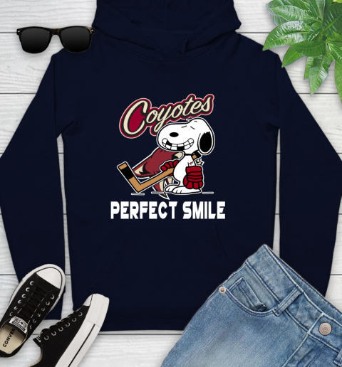 NHL Arizona Coyotes Snoopy Perfect Smile The Peanuts Movie Hockey T Shirt Youth Hoodie 3