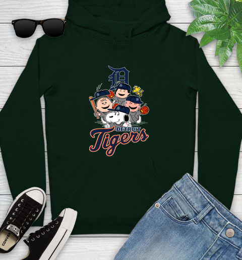 MLB Detroit Tigers Snoopy Charlie Brown Woodstock The Peanuts Movie Baseball T Shirt Youth Hoodie 14