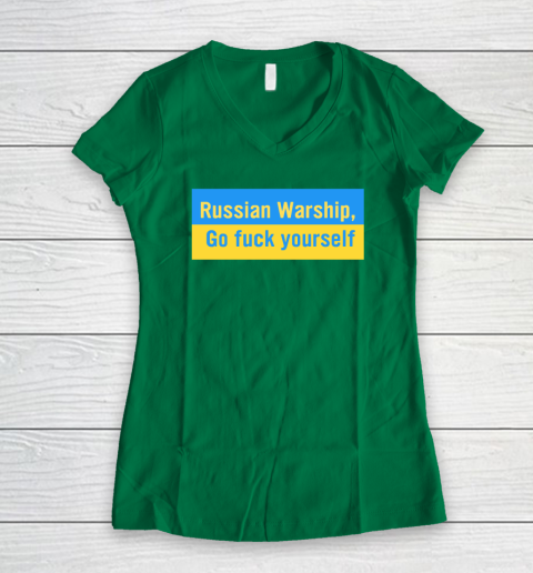 Russian Warship Go Fuck Yourself Shirt Women's V-Neck T-Shirt 3