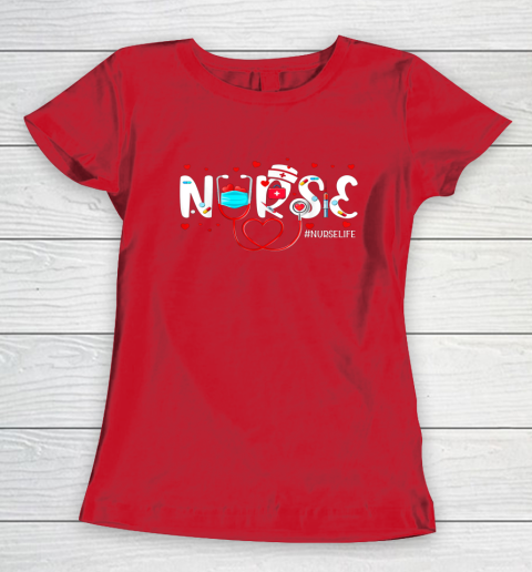 Nurse Cute Valentine's Day Valentine Heart Nurse Stethoscope Women's T-Shirt 7