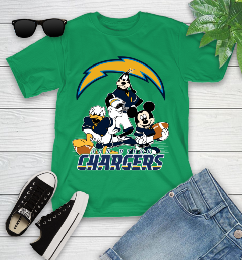 NFL San Diego Chargers Mickey Mouse Donald Duck Goofy Football Shirt Youth T-Shirt 8