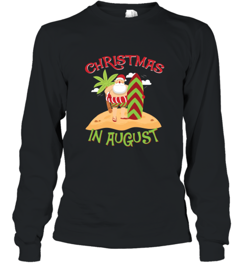 Christmas In August T Shirt  Santa Surfing Long Sleeve