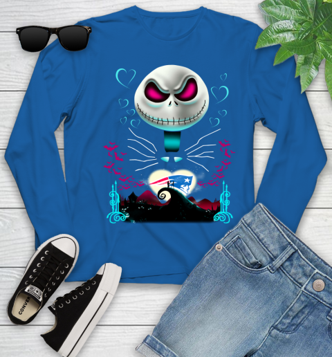 NFL New England Patriots Jack Skellington Sally The Nightmare Before Christmas Football Youth Long Sleeve 10
