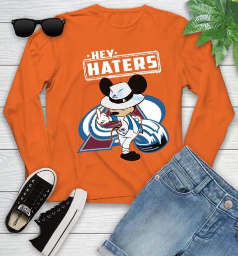 NHL Hey Haters Mickey Hockey Sports Colorado Avalanche Youth Long Sleeve 3