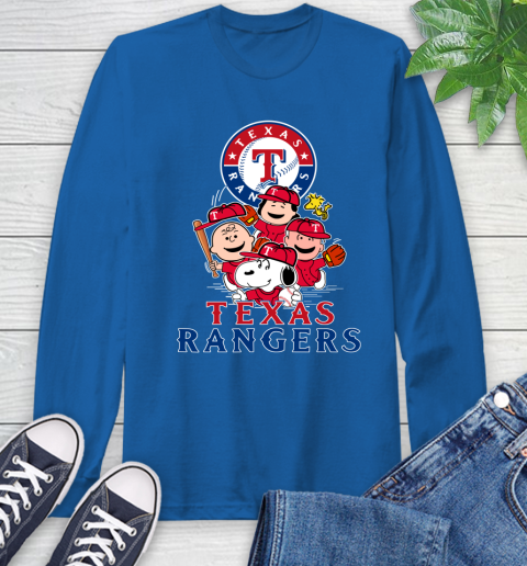 MLB Texas Rangers Snoopy Charlie Brown Woodstock The Peanuts Movie Baseball T Shirt Long Sleeve T-Shirt 10