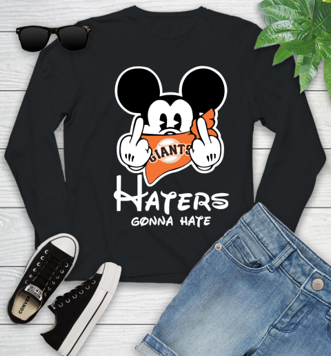 MLB San Francisco Giants Haters Gonna Hate Mickey Mouse Disney Baseball T Shirt_000 Youth Long Sleeve