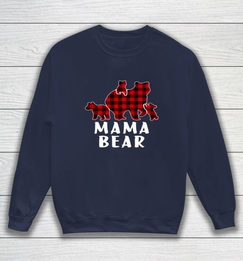 Mama Bear 3 Cubs Shirt Christmas Mama Bear Plaid Pajama Sweatshirt Tee For Sports