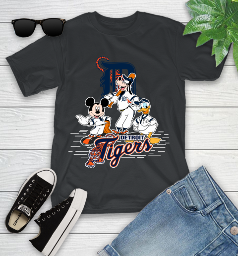 MLB Detroit Tigers Mickey Mouse Donald Duck Goofy Baseball T Shirt Youth T-Shirt