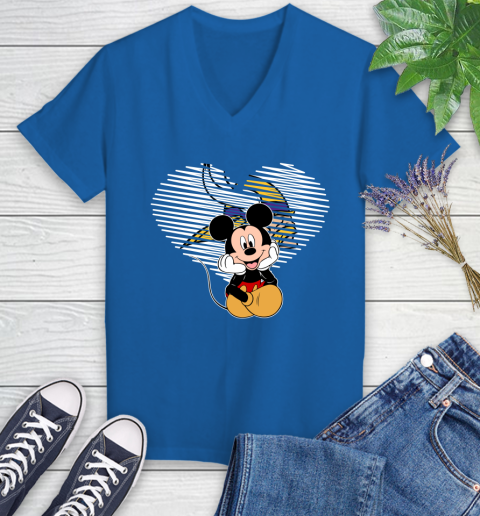 NFL Minnesota Vikings The Heart Mickey Mouse Disney Football T Shirt_000 Women's V-Neck T-Shirt 10