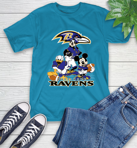 NFL Baltimore Ravens Mickey Mouse Donald Duck Goofy Football Shirt T-Shirt 9