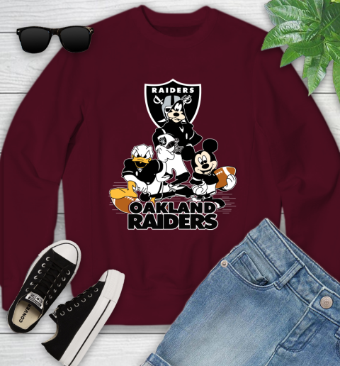 NFL Oakland Raiders Mickey Mouse Donald Duck Goofy Football Shirt Youth Sweatshirt 4