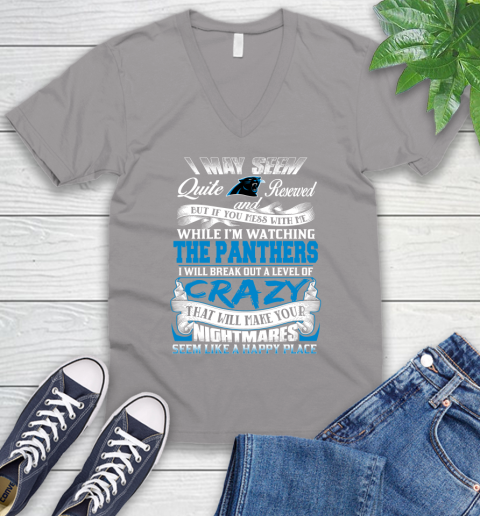 Carolina Panthers NFL Football Don't Mess With Me While I'm Watching My Team V-Neck T-Shirt 3
