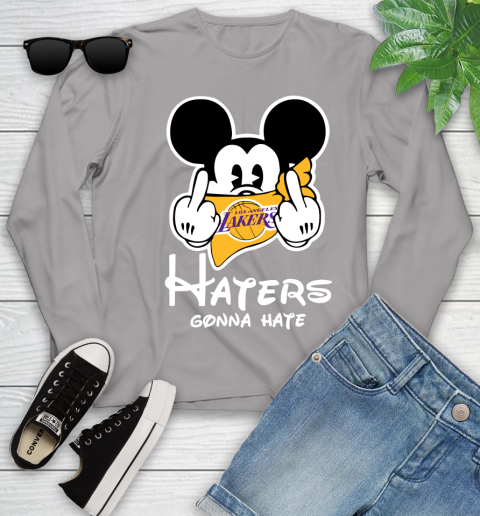 NBA Los Angeles Lakers Haters Gonna Hate Mickey Mouse Disney Basketball T Shirt Youth Long Sleeve 5