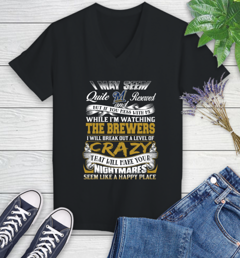 Milwaukee Brewers MLB Baseball Don't Mess With Me While I'm Watching My Team Women's V-Neck T-Shirt