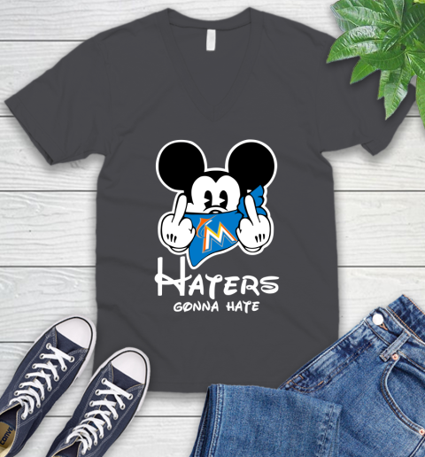MLB Miami Marlins Haters Gonna Hate Mickey Mouse Disney Baseball T Shirt_000 V-Neck T-Shirt 4