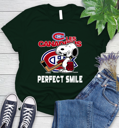 NHL Montreal Canadiens Snoopy Perfect Smile The Peanuts Movie Hockey T Shirt Women's T-Shirt 6