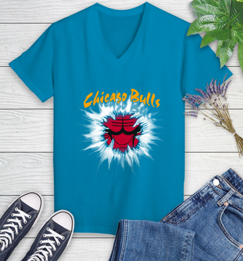 Chicago Bulls NBA Basketball Rip Sports Women's V-Neck T-Shirt 7