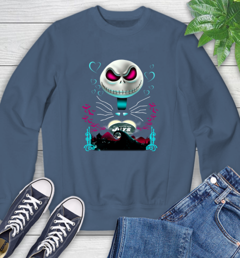 NFL New York Jets Jack Skellington Sally The Nightmare Before Christmas Football Sweatshirt 8