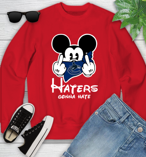 NHL Vancouver Canucks Haters Gonna Hate Mickey Mouse Disney Hockey T Shirt Youth Sweatshirt 8