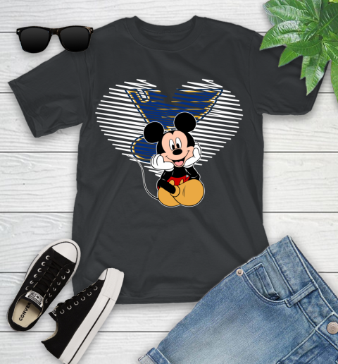 NHL St.Louis Blues The Heart Mickey Mouse Disney Hockey Youth T-Shirt