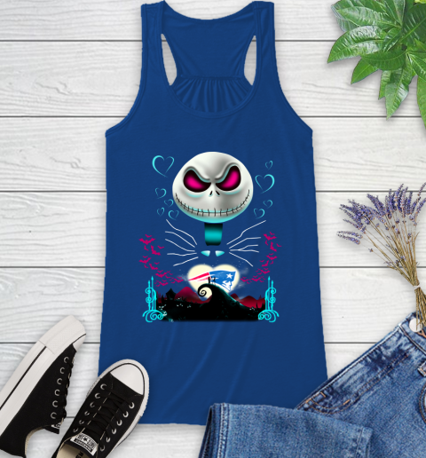 NFL New England Patriots Jack Skellington Sally The Nightmare Before Christmas Football Racerback Tank 8