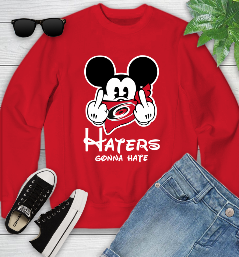 NHL Carolina Hurricanes Haters Gonna Hate Mickey Mouse Disney Hockey T Shirt Youth Sweatshirt 8
