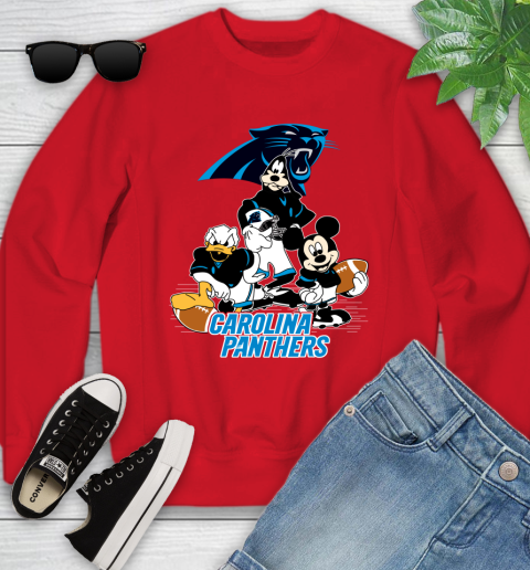 NFL Carolina Panthers Mickey Mouse Donald Duck Goofy Football Shirt Youth Sweatshirt 8