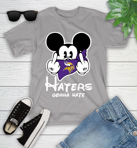 NFL Minnesota Vikings Haters Gonna Hate Mickey Mouse Disney Football T Shirt Youth T-Shirt 4