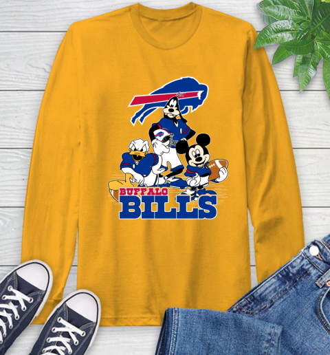 NFL Buffalo Bills Mickey Mouse Donald Duck Goofy Football Shirt Long Sleeve T-Shirt 2