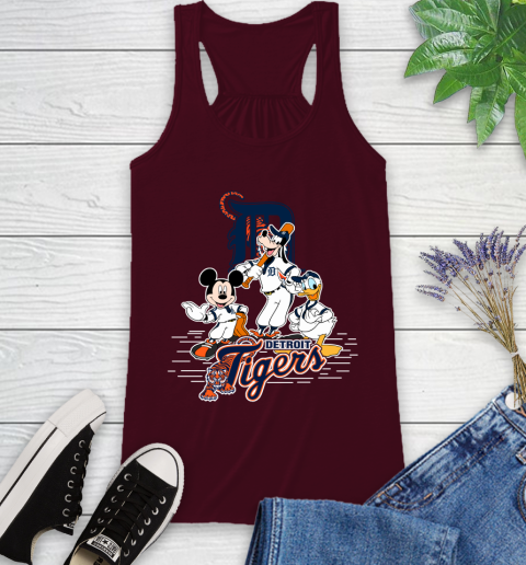 MLB Detroit Tigers Mickey Mouse Donald Duck Goofy Baseball T Shirt Racerback Tank 2