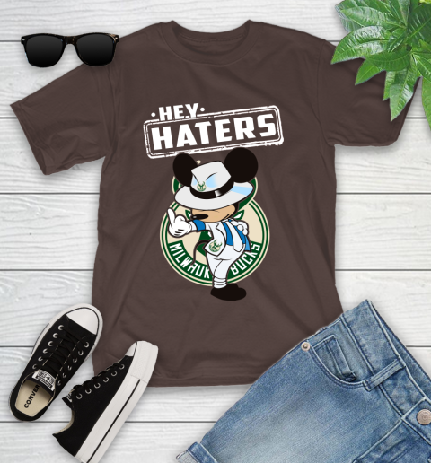 NBA Hey Haters Mickey Basketball Sports Milwaukee Bucks Youth T-Shirt 7