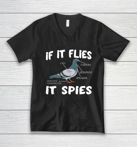 Birds Are Not Real Shirt Funny Bird Spies Conspiracy Theory Birds V-Neck T-Shirt