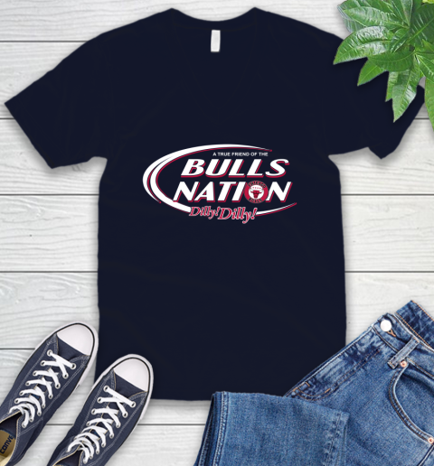 NBA A True Friend Of The Chicago Bulls Dilly Dilly Basketball Sports V-Neck T-Shirt 2