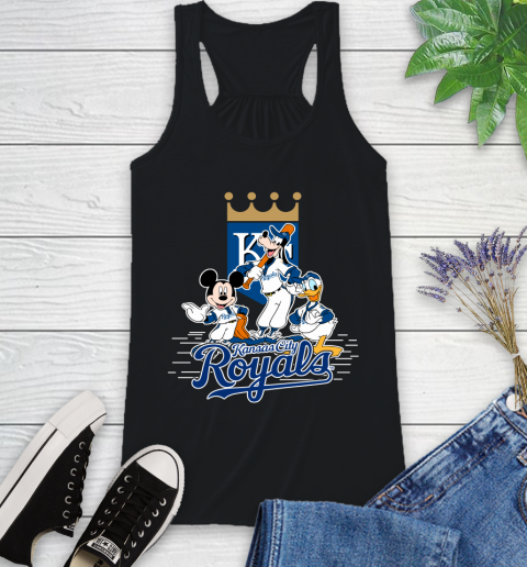MLB Kansas City Royals Mickey Mouse Donald Duck Goofy Baseball T Shirt Racerback Tank