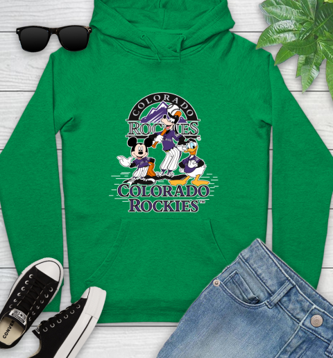 MLB Colorado Rockies Mickey Mouse Donald Duck Goofy Baseball T Shirt Youth Hoodie 9
