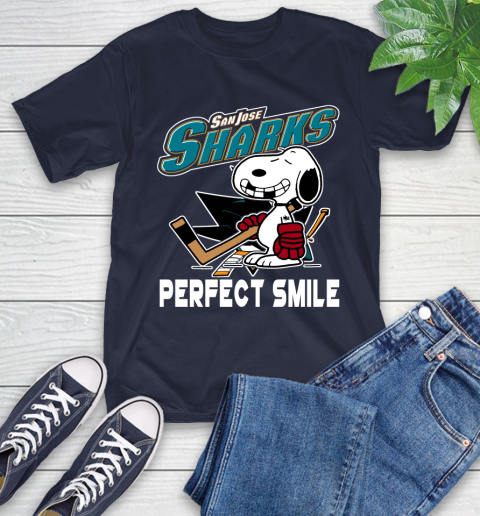 NHL San Jose Sharks Snoopy Perfect Smile The Peanuts Movie Hockey T Shirt T-Shirt 3