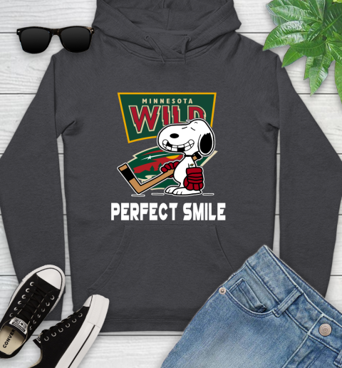 NHL Minnesota Wild Snoopy Perfect Smile The Peanuts Movie Hockey T Shirt Youth Hoodie 8