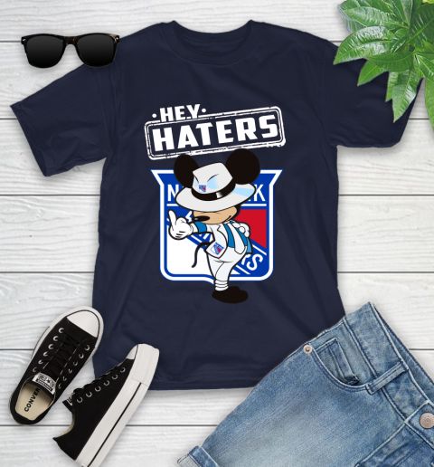 NHL Hey Haters Mickey Hockey Sports New York Rangers Youth T-Shirt 2
