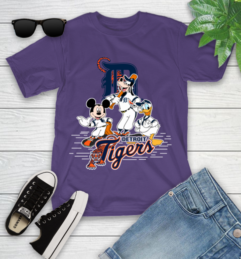 MLB Detroit Tigers Mickey Mouse Donald Duck Goofy Baseball T Shirt Youth T-Shirt 3