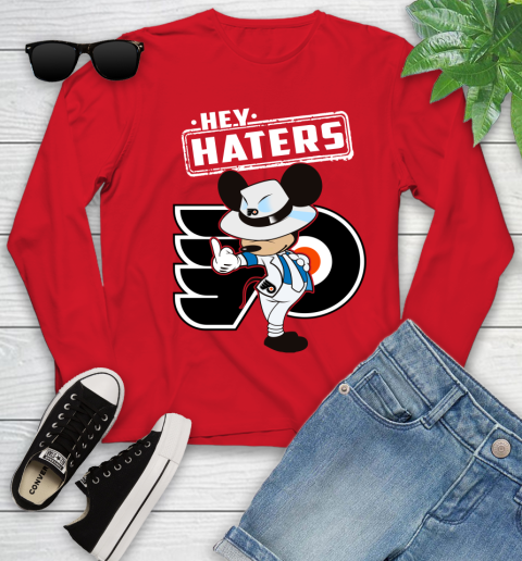 NHL Hey Haters Mickey Hockey Sports Philadelphia Flyers Youth Long Sleeve 11